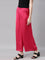 Women Solid Young Fuchsia Mid Rise Shiny Palazzos