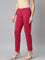 Women Solid Fuchsia Cotton Mid Rise Kurti Pants