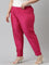 Women Young Fuchsia Solid Mid Rise Metallic Pants