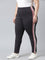 Women Solid Grey Stripe Active Leggings