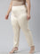 Women Solid Light Beige Mid Rise Shiny Pants