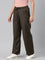 Women Solid Olive Green Linen Cargo Pant