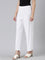 Women Solid White Viscose Mid Rise Palazzos