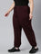 Women Solid Dark Wine Mid Rise Casual Joggers