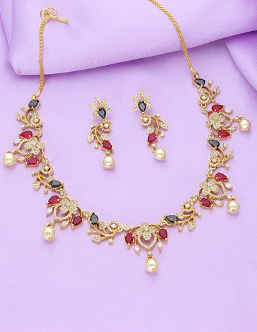 Designer Gold Plated Zirconia Necklace Set