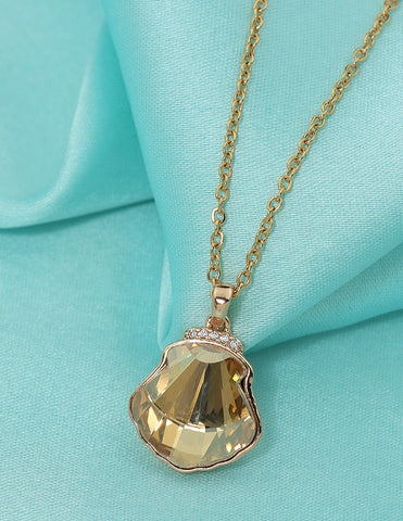 Swarovski Crystal Golden Seashell Luxe Chain Pendant