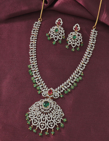 Designer GJ Polish Zirconia Necklace Set