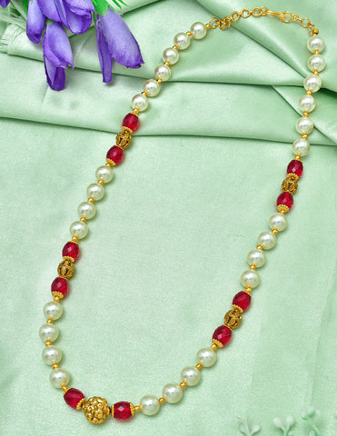 Designer Pearls and Ruby Beads Mala