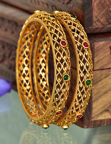 Designer Antique Kempu Bangles ZBGL10917