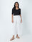 Utsa White Schiffli Design Palazzos