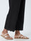 Utsa Black Blended Linen Palazzos