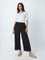 Utsa Black Blended Linen Palazzos