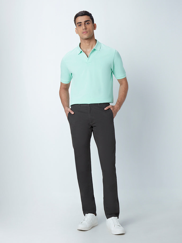 WES Casuals Light Mint Cotton Blend Slim-Fit Polo T-Shirt