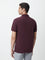 WES Casuals Wine Cotton Blend Slim-Fit Polo T-Shirt