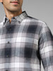WES Casuals Charcoal Gingham Checked Relaxed Fit Shirt