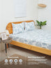 Westside Home Dusty Blue Toile Design Double Bed Flat Sheet and Pillowcase Set