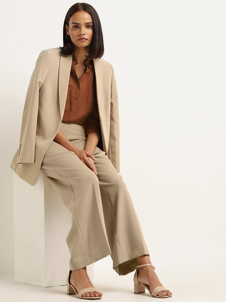 Wardrobe Beige Solid Trousers