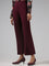 Wardrobe Solid Burgundy Slit Ponte Trousers