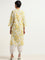 Utsa Yellow Floral Print Cotton Kurta