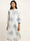 Utsa Blue Foliage Design A-line Kurta