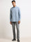 Ascot Blue Linen Blend Relaxed Fit Linen Shirt