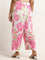 Diza Pink Mid-Rise Floral Print Straight Pants