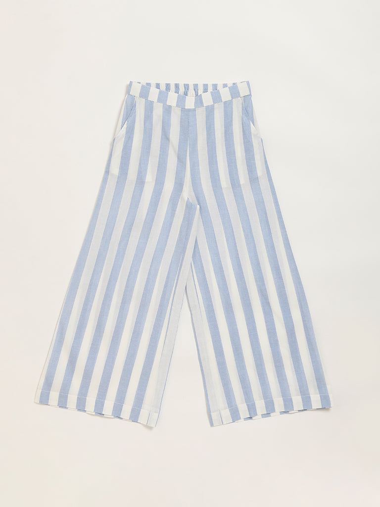 Utsa Kids Blue Striped Palazzos