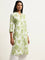 Utsa Green Floral Printed Straight Cotton Kurta