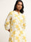 Utsa Yellow Floral Print Cotton Kurta