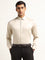 WES Formals Beige Solid Slim Fit Shirt