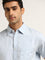 WES Casuals Light Blue Printed Shirt Cotton Relaxed Fit Shirt