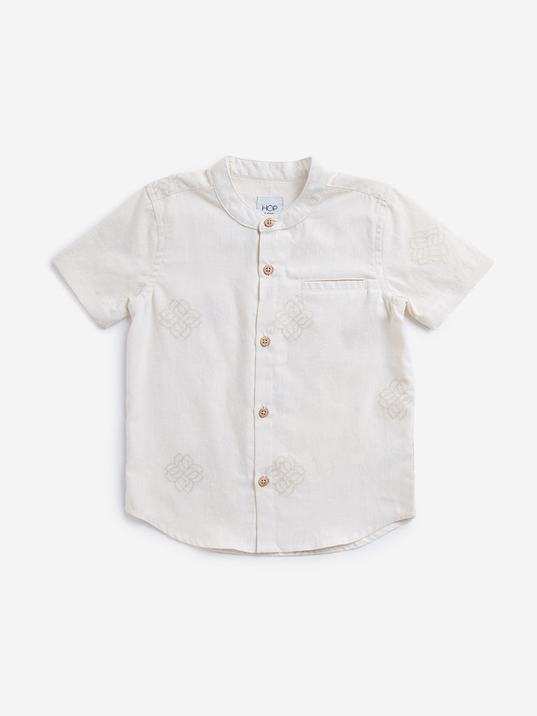 HOP Kids Beige Ornamental Print Shirt