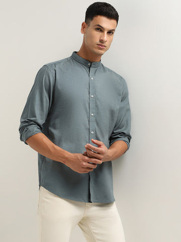 Ascot Dark Sage Relaxed Fit Solid Cotton Shirt