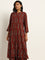 Utsa Maroon Straight Fit Printed Kurta