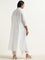 Diza White Crochet Detailed A-line Cotton Kurta