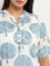 Diza Blue Foliage Printed Straight Cotton Kurta