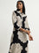 Utsa Black Floral Printed A-Line Kurta