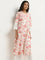 Utsa Coral Floral Printed A-line Cotton Kurta