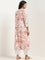 Utsa Coral Floral Printed A-line Cotton Kurta