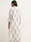 Utsa White Foliage Printed A-Line Cotton Kurta