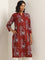 Utsa Maroon Straight Fit Printed Cotton Kurta