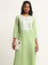 Utsa Green Mirror Cotton Blend Embroidered Kurta