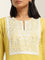 Utsa Mustard Mirror Detailed Blended Linen A-Line Kurta