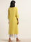 Utsa Mustard Mirror Detailed Blended Linen A-Line Kurta