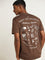 Nuon Brown Printed Slim Fit Cotton T-Shirt