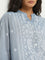 Utsa Dusty Blue Geometrical Design A-line Kurta