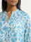 Utsa Blue Ikat Printed Straight Cotton Kurta