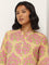 Utsa Yellow Straight-Fit Floral Print Cotton Kurta