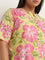 Diza Yellow Floral Printed Straight Cotton Kurta