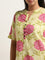 Diza Yellow Floral Printed Straight Cotton Kurta